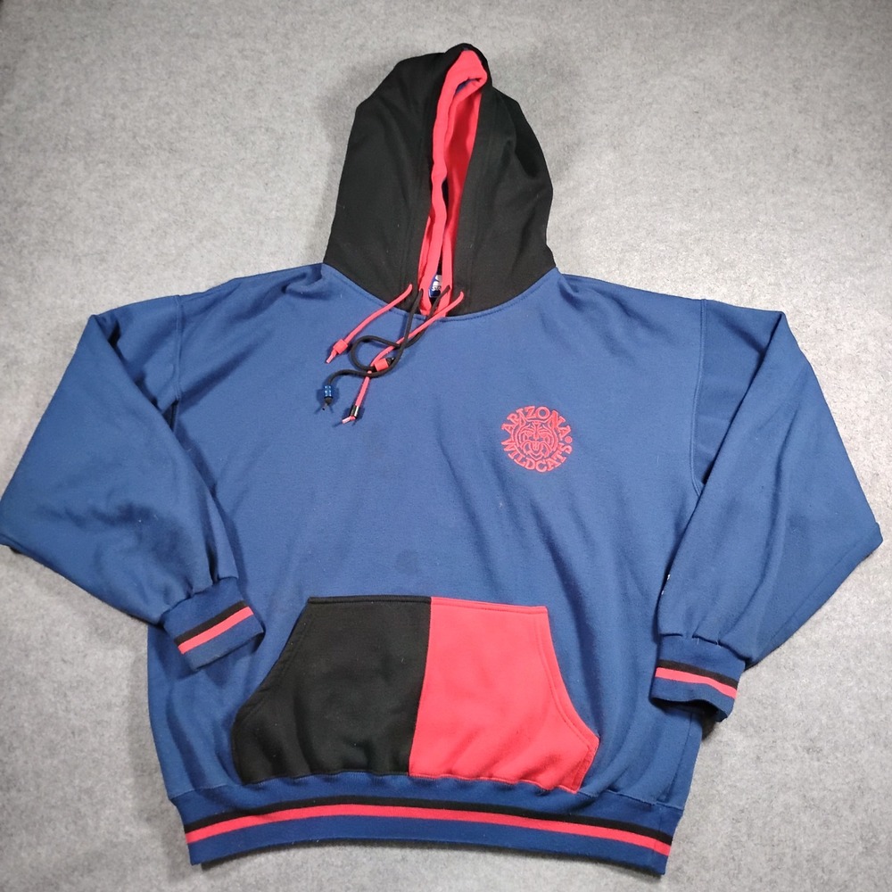 Vintage Starter Arizona Wildcats Hoodie Men XL Blue Color block 90 NCAA Pullover